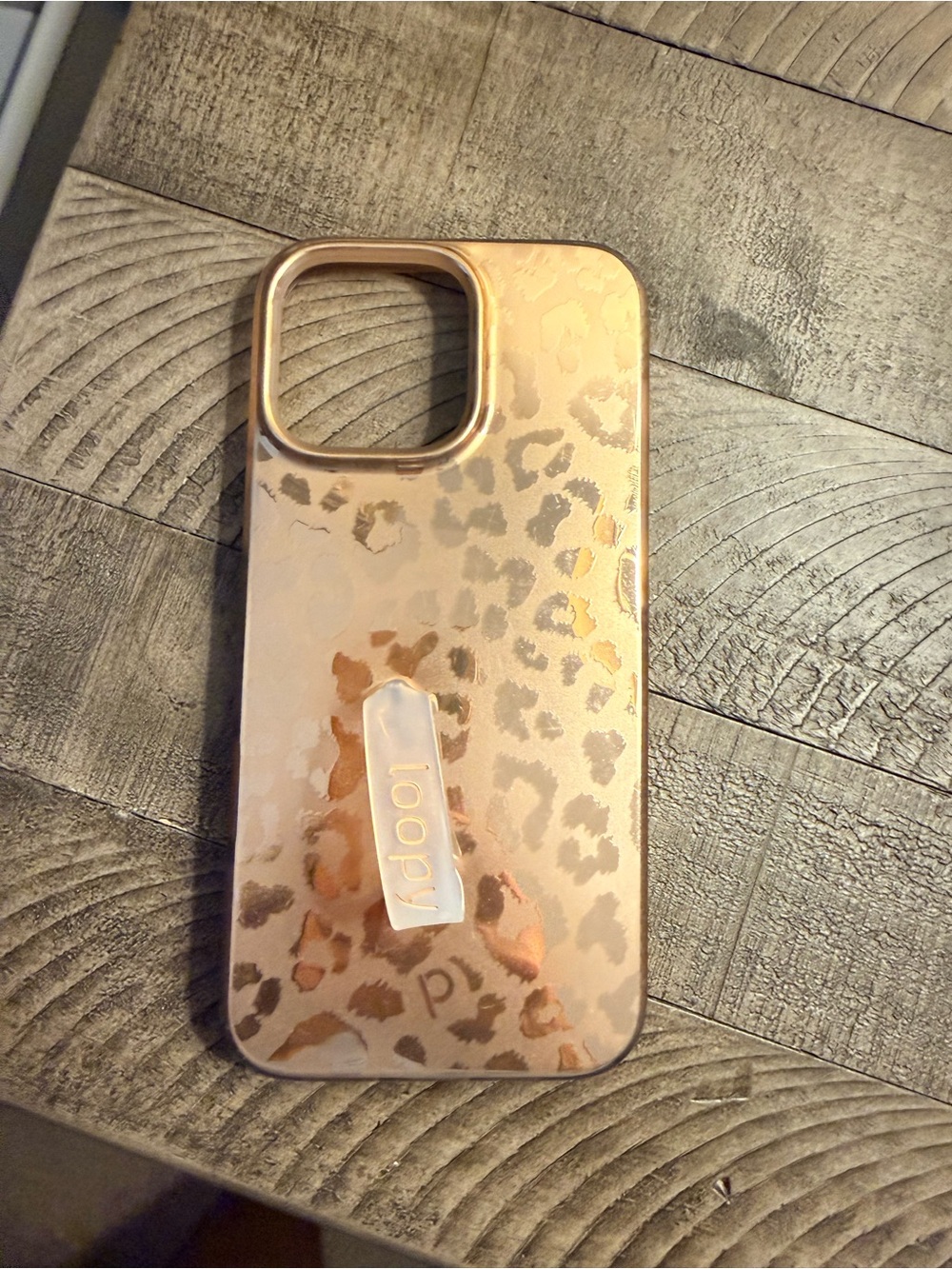 Loopy Case Rose Gold Leopard Print Phone Case with Loop Grip